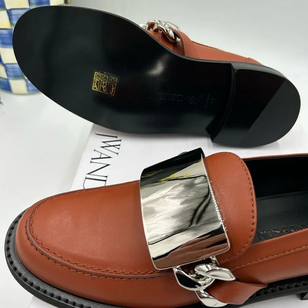 Men’s JW Anderson, gourmet chain leather loafers size 39 made in Italy
